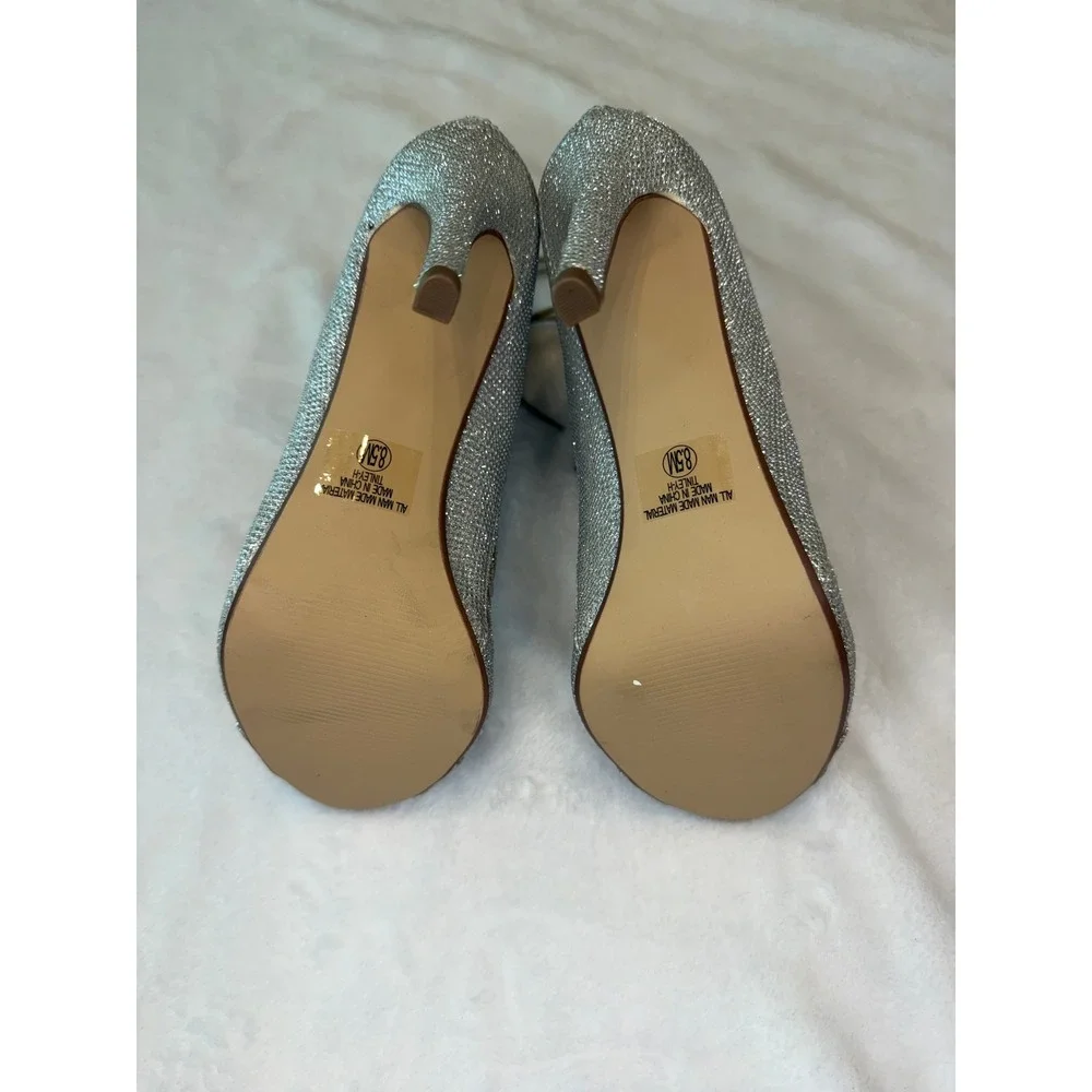 Silver Glitter Lace Up Peep Toe‎ Booties Cage Cutout High Heels Size 8.5 NIB